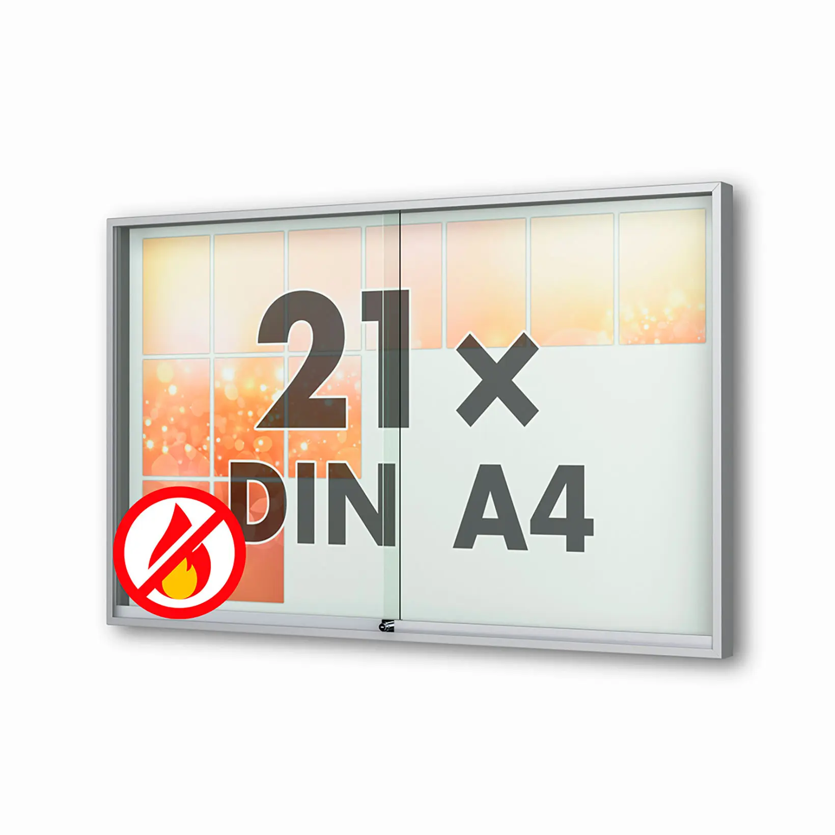 21 x DIN A4 Schaukasten Fortis mit Schiebetüren - 80 mm Bautiefe